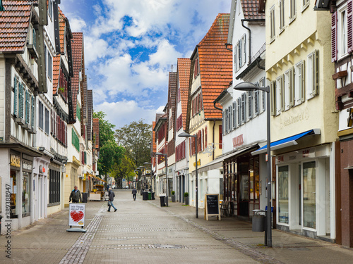 Kirchheim unter Teck Baden-Württemberg Deutschland Stuttgart Fachwerk Umgebinde Blauer Himmel Wolken