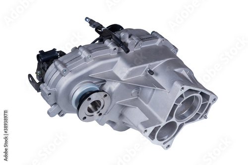 Transfer case of a Russian car, isolated on a white background