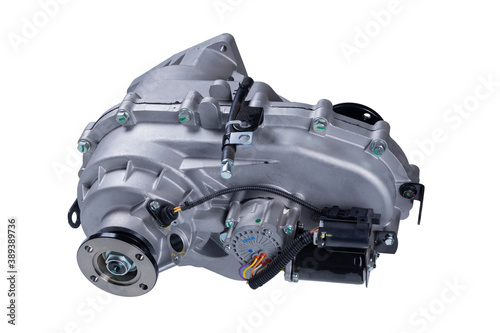 Transfer case of a Russian car, isolated on a white background