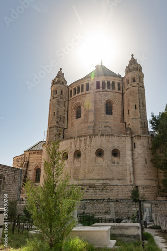 The famous Dormition Abbey - Christian complex built atop the ruins of a Byzantine church on the site of the Virgin Marys death the old city of Jerusalem, Israel