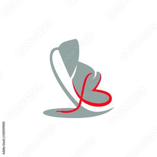 Running shoe heart symbol on white backdrop. Loving sport concept