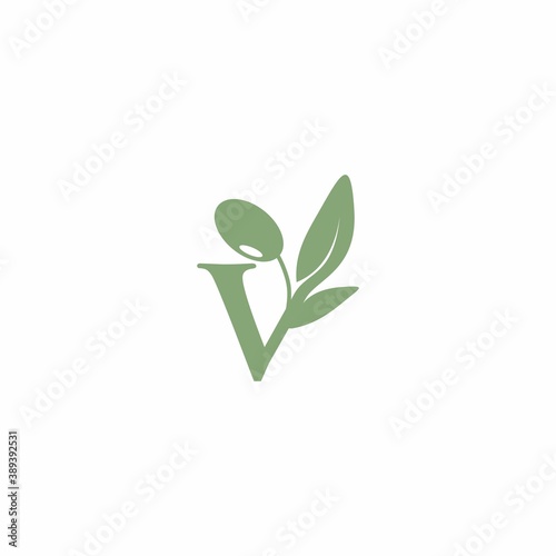 letter V with the olive oil logo