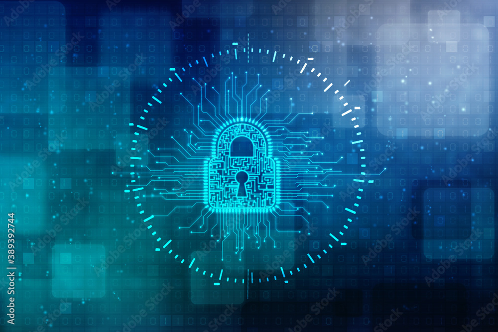 2d illustration Safety concept: Closed Padlock on digital background 2d illustration Safety concept: Closed Padlock on digital background
