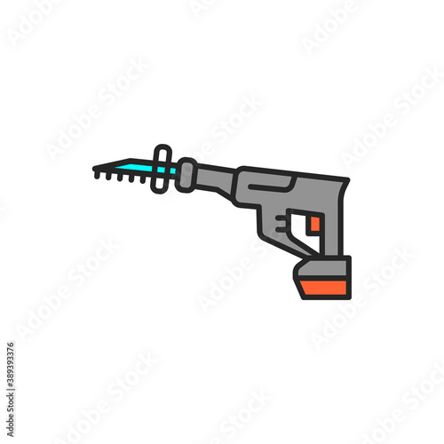 Electric sabre saw color line icon. Pictogram for web page, mobile app, promo.