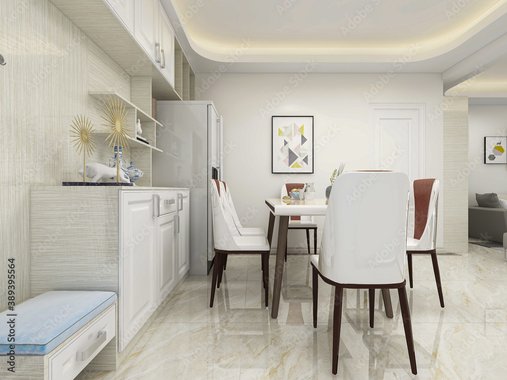 Clean and tidy dining room has wooden table and chair, very neat and clean Clean and tidy dining room has wooden table and chair, very neat and clean