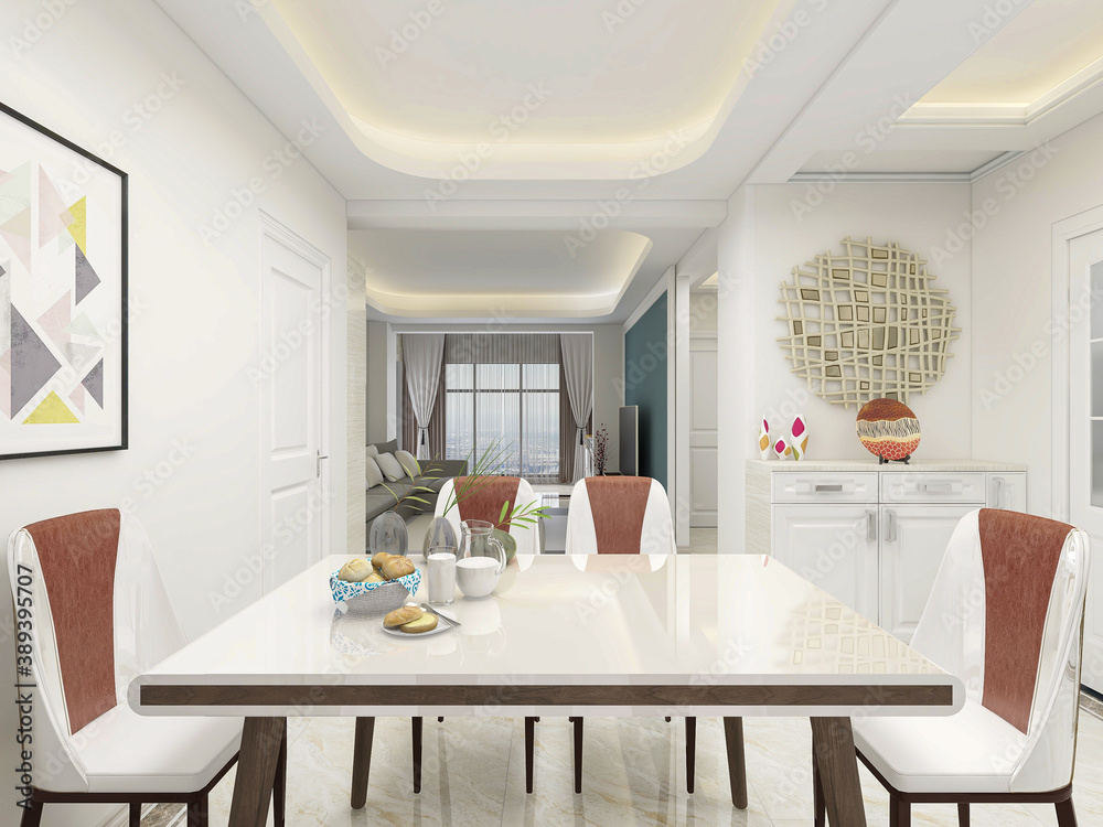 Clean and tidy dining room has wooden table and chair, very neat and clean Clean and tidy dining room has wooden table and chair, very neat and clean
