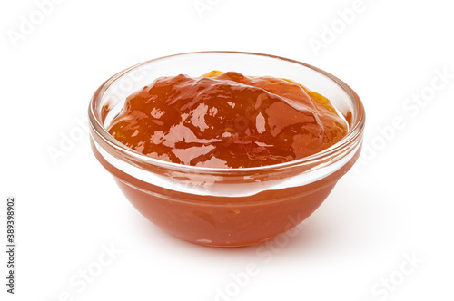 glass bowl of apricot jam