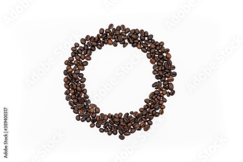 Coffee beans frame isolated on white background