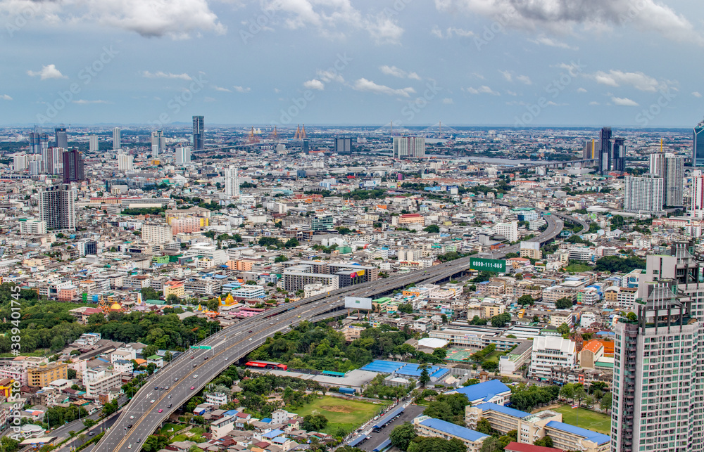 View to the Cityscape and Skyscrape of Metropolis and Capital City Bangkok Thailand Southeast Asia View to the Cityscape and Skyscrape of Metropolis and Capital City Bangkok Thailand Southeast Asia