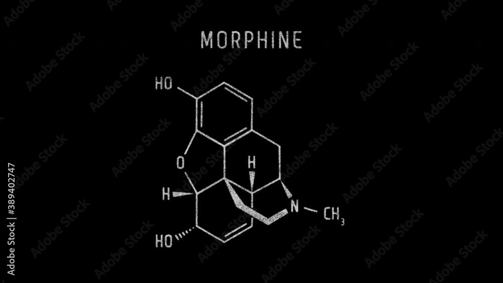 Morphine Molecular Structure Symbol Sketch or Drawing Animation on black background and Green Screen Morphine Molecular Structure Symbol Sketch or Drawing Animation on black background and Green Screen