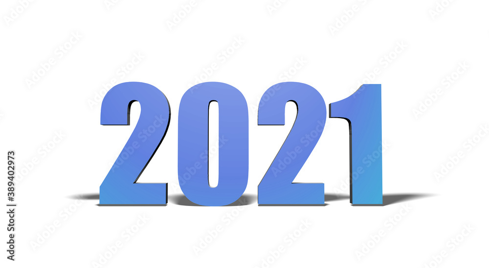 2021 Happy New Year background. 2021 Number on white background. 3D illustration. 2021 Happy New Year background. 2021 Number on white background. 3D illustration.