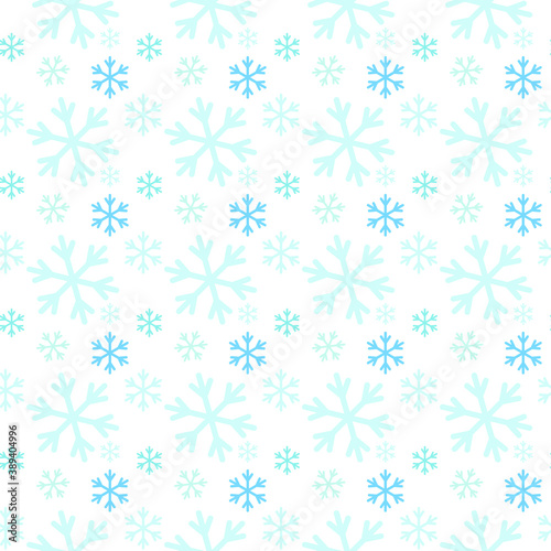 Seamless pattern with blue snowflakes on a white background