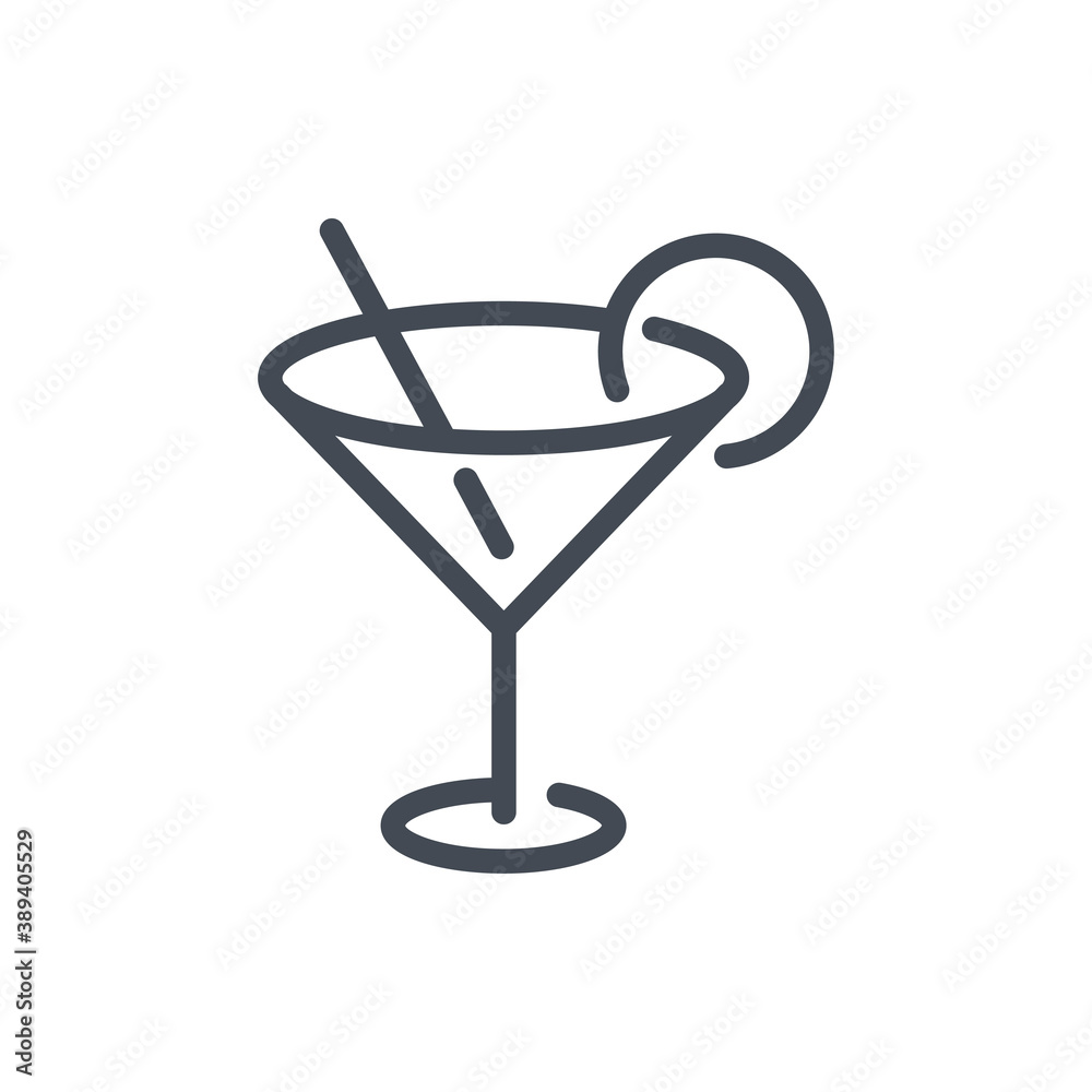 Cocktail line icon. Cocktail glass vector outline sign. Cocktail line icon. Cocktail glass vector outline sign.