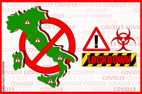 Vector illustration on the lockdown in Italy due the coronavirus epidemic