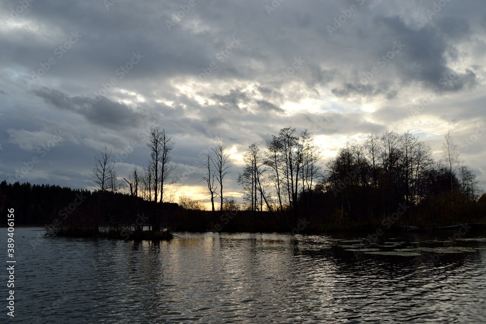 Naklejka premium Summer fishing on the Desna river