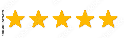 Five stars. Stars rating. Feedback customer. Quality control. Vector