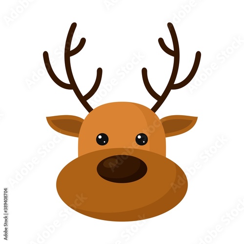 Wallpaper Mural Cute deer head icon isolated on white background. Reindeer Christmas symbol, flat design template, Xmas deer. Vector illustration Torontodigital.ca