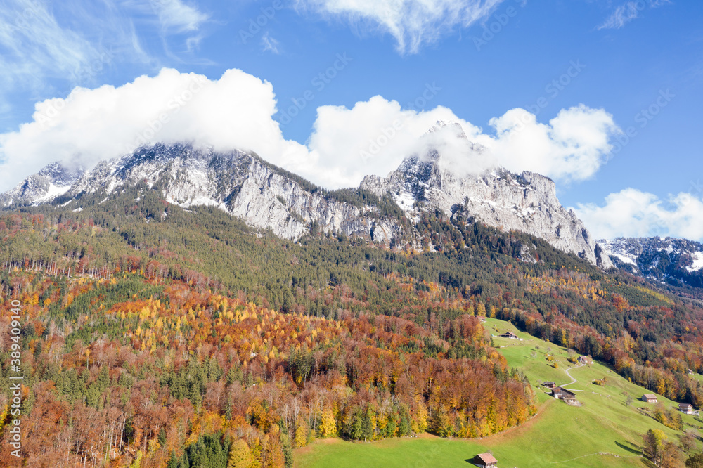 Switzerland in autumn. Alps, Mythen region.