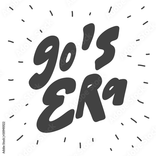 90 s Era. Hand drawn lettering logo for social media content