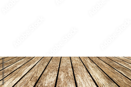 old wooden floor and wall on white background.