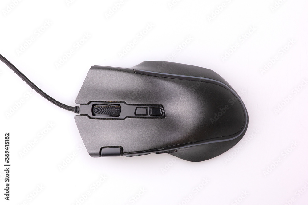  Flat lay Modern gaming mouse isolated on white background