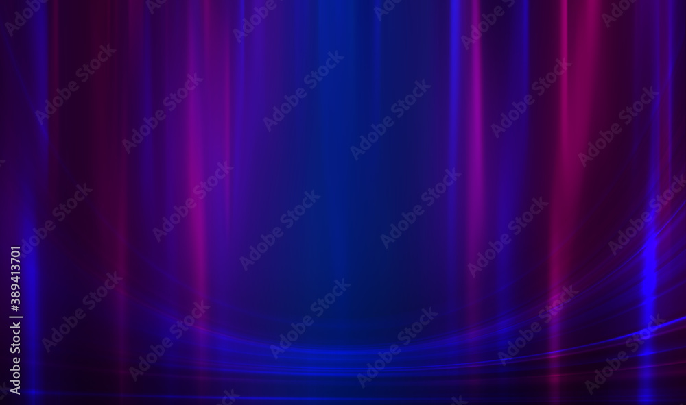 Fototapeta premium Dark empty abstract background. Bright light lines, waves. Neon laser shapes. Futuristic show.