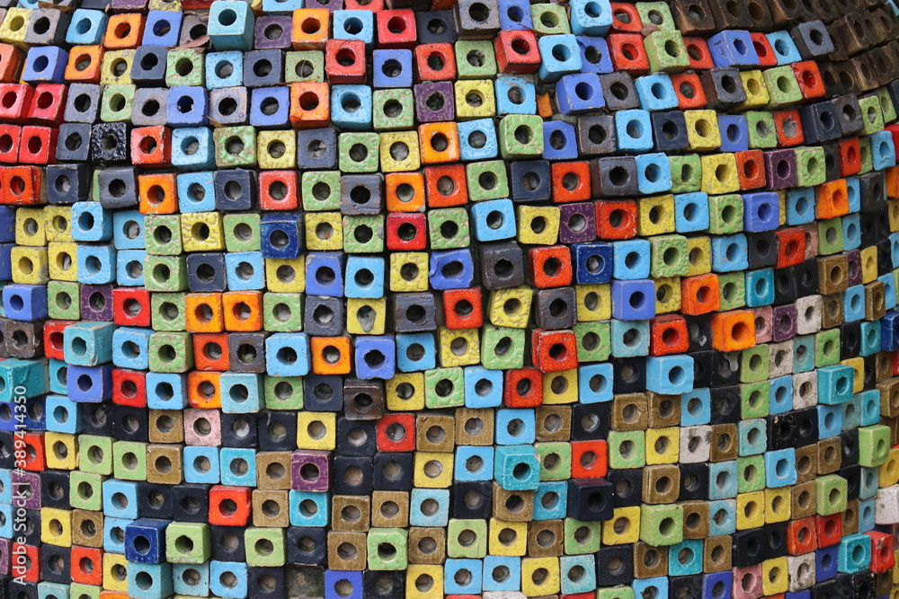 Square Pattern of Colorful Ceramic on the Wall