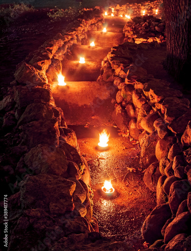 Candle light trail.