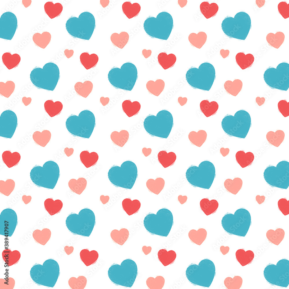 seamless pattern for valentine's day with small pink, blue and red hearts seamless pattern for valentine's day with small pink, blue and red hearts