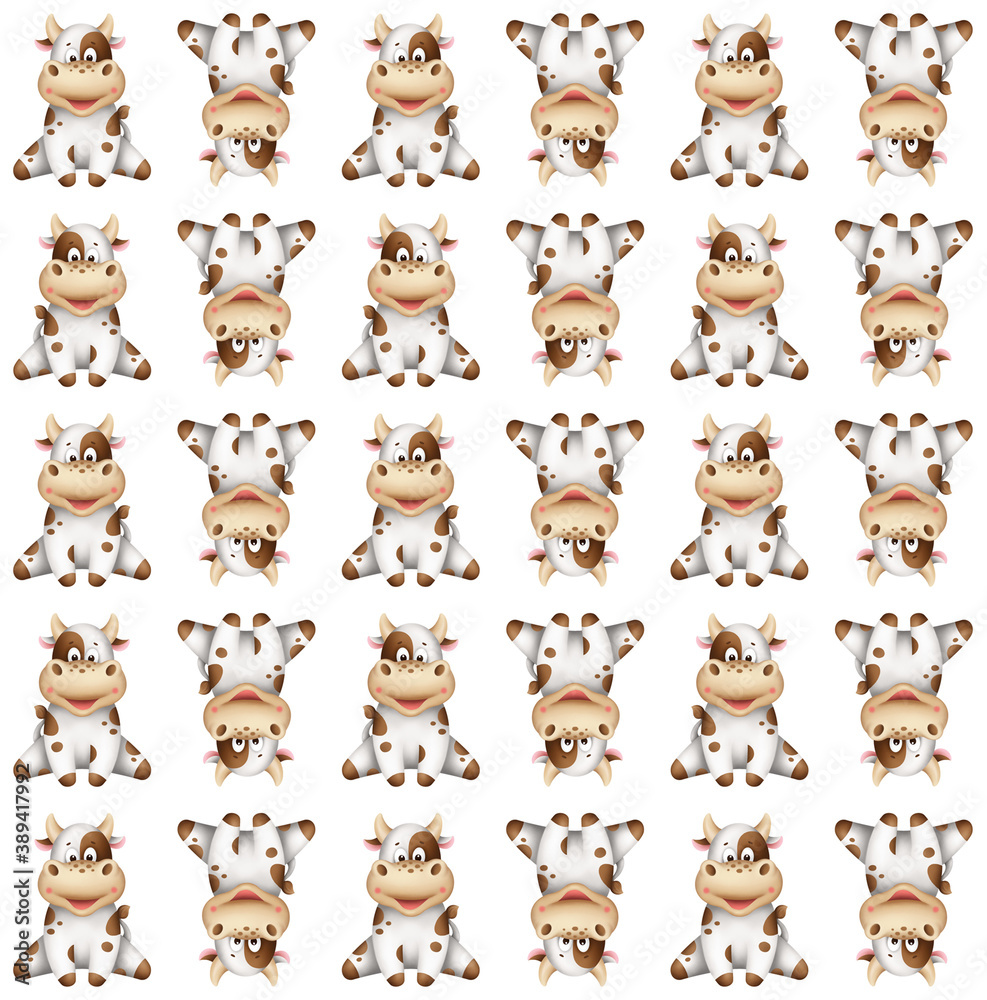 Fototapeta premium pattern with the symbol of the year 2021 bull according to the eastern calendar