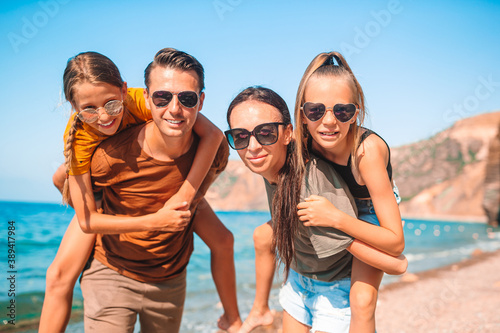 Young family on vacation have a lot of fun