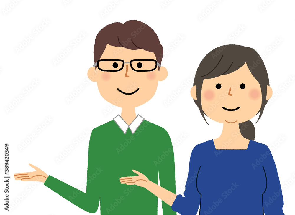Fototapeta premium 説明する若い男女 夫婦 カップル