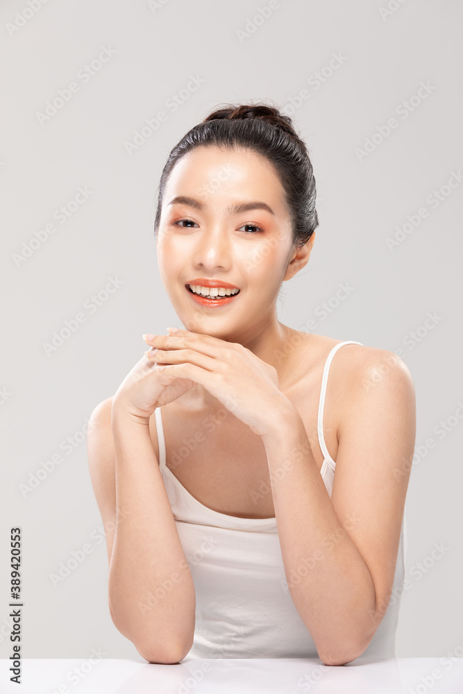 Beautiful Asian young woman touching soft cheek smile with clean and fresh skin Happiness and cheerful with positive emotional,isolated on white background,Beauty and Cosmetics Concept Beautiful Asian young woman touching soft cheek smile with clean and fresh skin Happiness and cheerful with positive emotional,isolated on white background,Beauty and Cosmetics Concept
