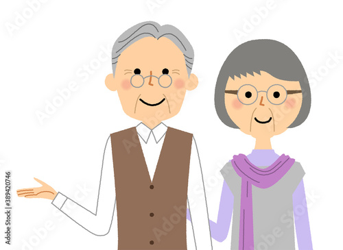説明する老夫婦 　シニアカップル　高齢者