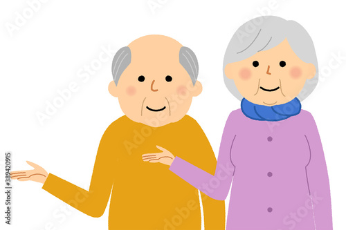 説明する老夫婦 　シニアカップル　高齢者
