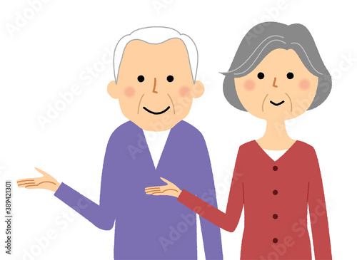 説明する老夫婦 　シニアカップル　高齢者