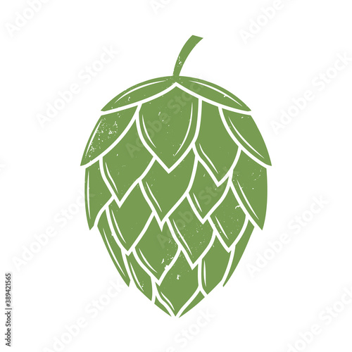 Vintage hop icon with grunge texture. Beer, Pub logo design. Vector illustration
