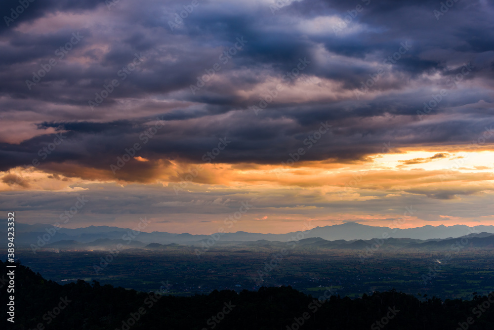 Majestic sunset in the mountains landscape. Dramatic sky. Majestic sunset in the mountains landscape. Dramatic sky.