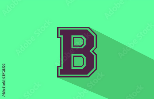 alphabet letter b logo icon in brown and green. Creative design for company and business with long shadow
