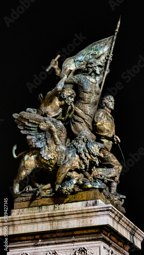 Statue in The Victor Emmanuel II National Monument (Monumento Nazionale a Vittorio Emanuele II) or (mole del) Vittoriano, called Altare della Patria (English: Altar of the Fatherland)