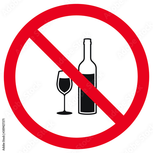 No alcohol  alcohol ban  sign on white background. Vector illustration.