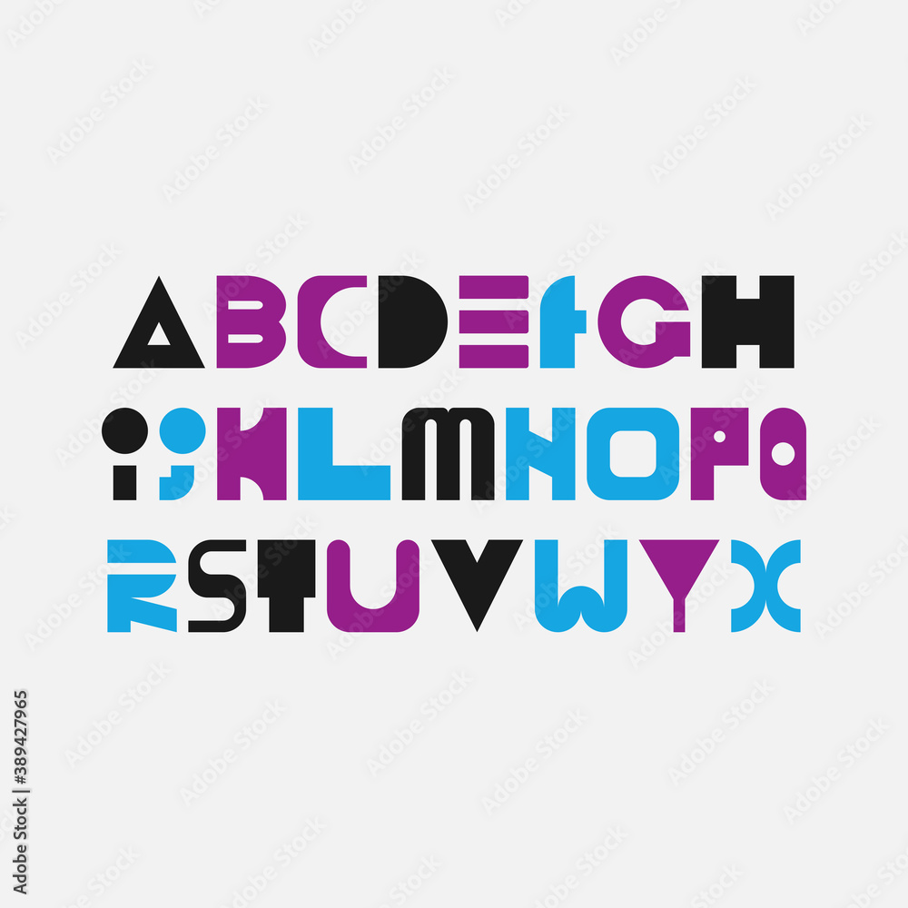 Vector geometric alphabet in modern style.