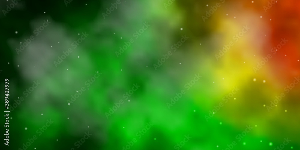 Fototapeta premium Dark Green, Red vector layout with bright stars.