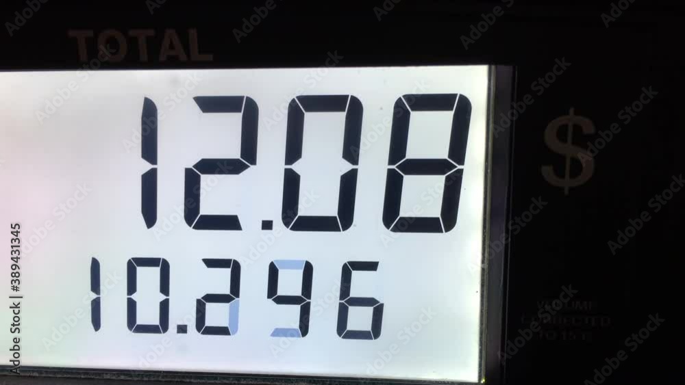 Rising gas prices on station pump screen with 4k resolution Rising gas prices on station pump screen with 4k resolution