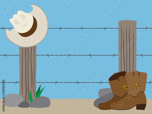 Flat Vector Western Fence