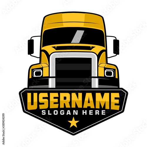 semi truck  yellow illustration logo design vector