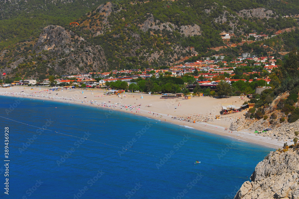 Panorama of a beautiful beach in Fethiye