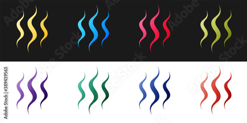 Set Steam icon isolated on black and white background. Vector.