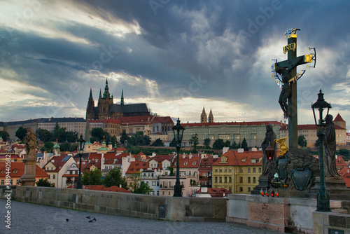 Charles Bridge with St. Vitus Cathedral in background.