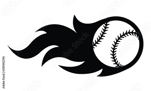 Vector silhouette illustration of baseball ball with simple flame shape. Ideal for sticker, decal, sport logo and any kind of decoration.